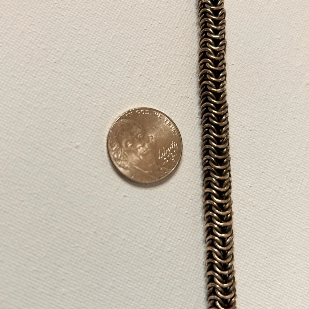 Sterling Silver 925 Woven Foxtail Byzantine Chain Bracelet Hook Clasp 40.7g Heav